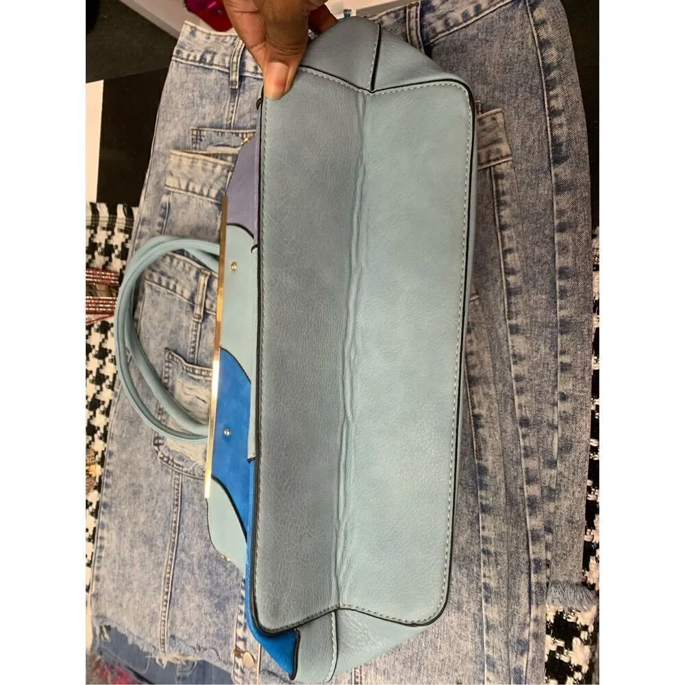 Blue Shades Striped Vegan Handbag